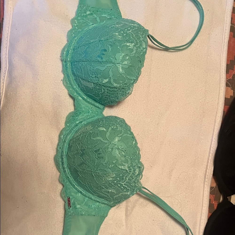 PINK Victoria's Secret Aqua Lace Bra hardly worn